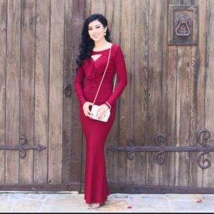 Long-sleeve red gown